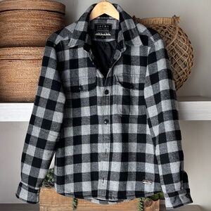 Jachs NY Plaid Wool Blend Collared Jacket Quilted Lining